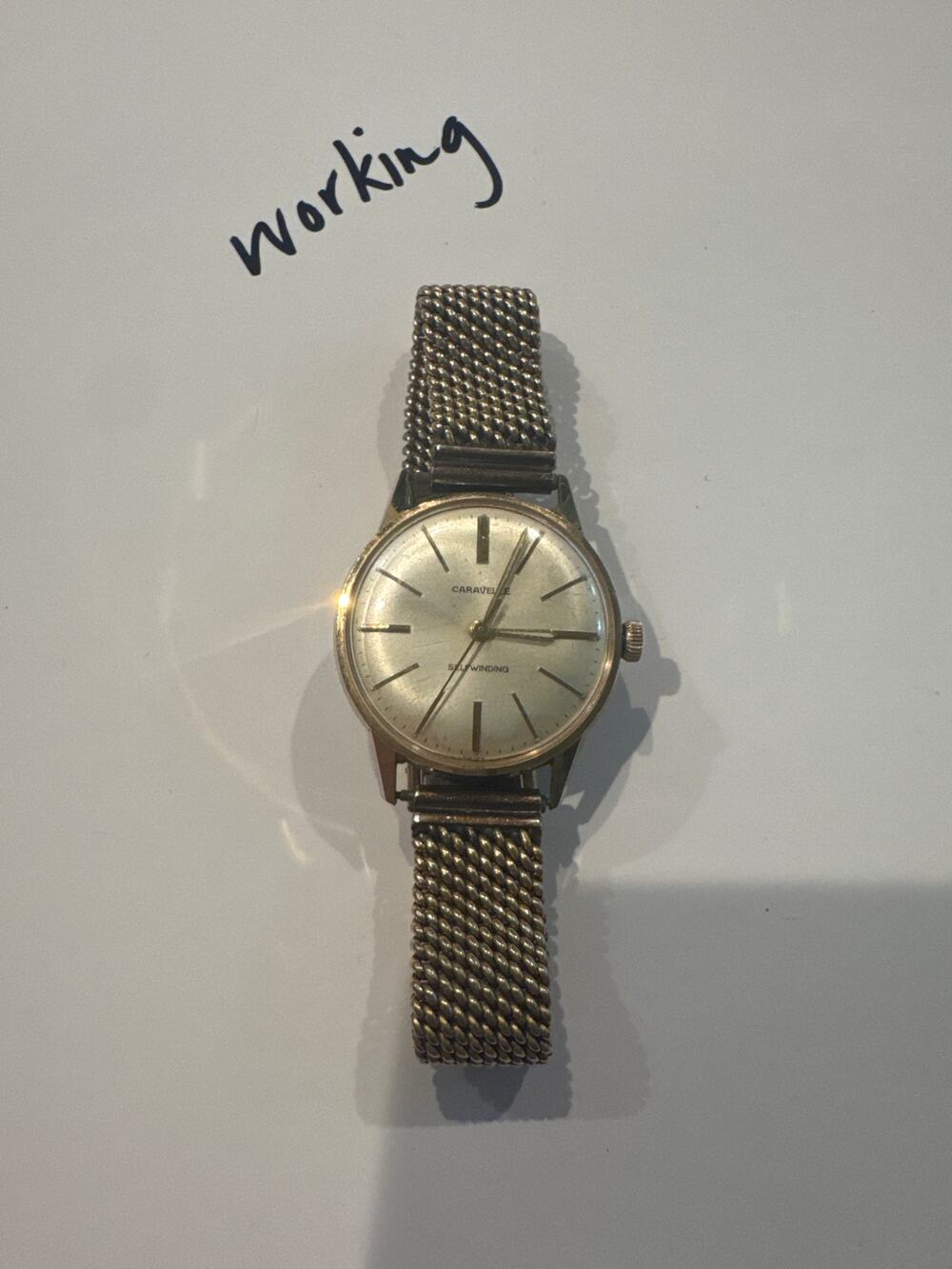 Vintage Caravelle by Bulova Selfwinding Men's Watch Gold Tone Mesh Band
